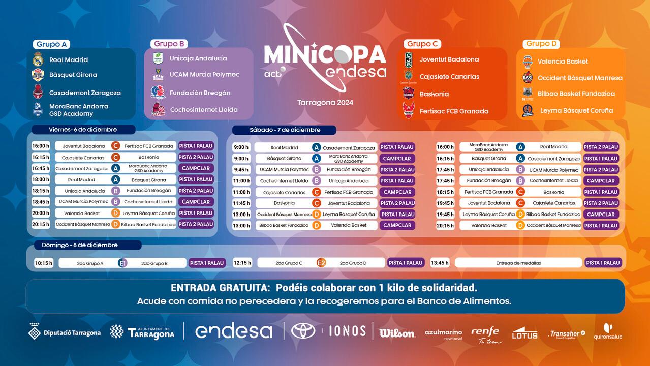 El calendario completo de la Minicopa en una sola imagen. Foto: ACB