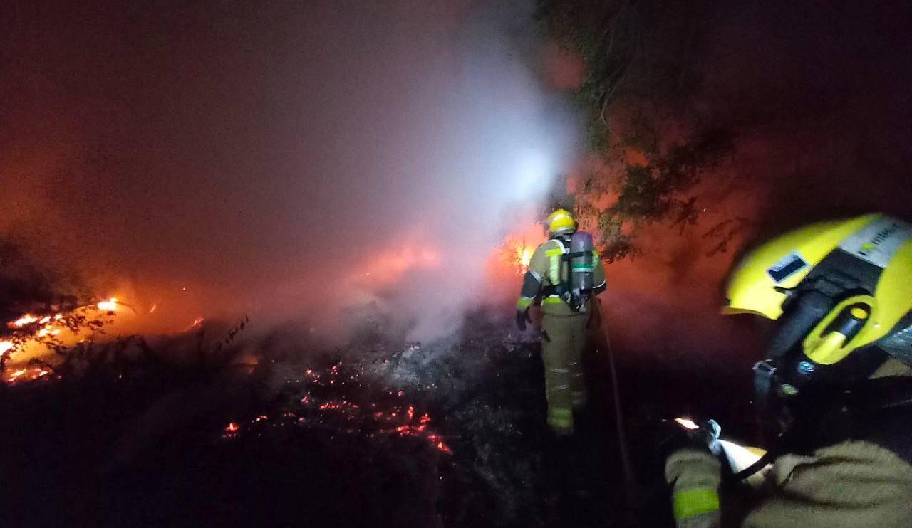 Los bomberos actuando en el incendio. Foto: Bombers de la Generalitat