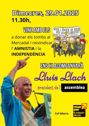 El cartell que anuncia la presència de Llach a Reus. Foto: DT