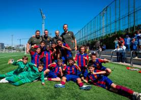 El equipo sub12 del Barça que se proclamó campeón de Liga 2023-24. foto: marc graupera/FC Barcelona