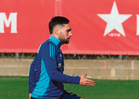 Migue Leal, entrenando con el Nàstic. Foto: Nàstic