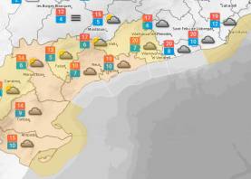 Dimecres 13 de novembre: pluges fortes a tota la província