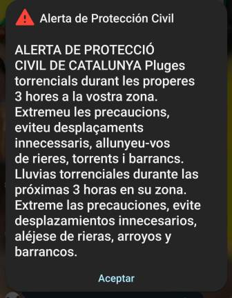 $!DANA: Alerta roja en los móviles en Terres de l’Ebre por peligro máximo de inundaciones