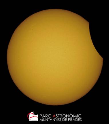 $!Màxim de l’eclipsi parcial de Sol del 10 de juny de 2021, des de Prades. FOTO: Parc Astronòmic Muntanyes de Prades