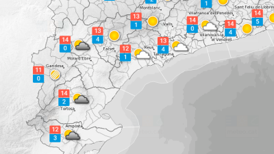 La previsió meteorològica per aquest dimarts, 14 de febrer. Foto: Meteocat