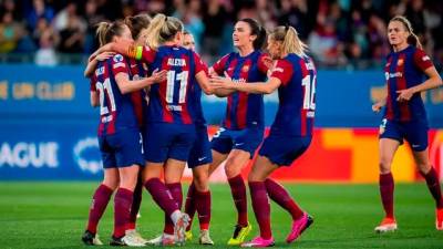 Las jugadoras del Barça femenino celebran un tanto conseguido. Foto: FC Barcelona