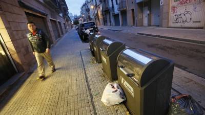 Imatge d´un contenidor de recollida selectiva de matèria orgànica de la ciutat. Foto: pere ferré