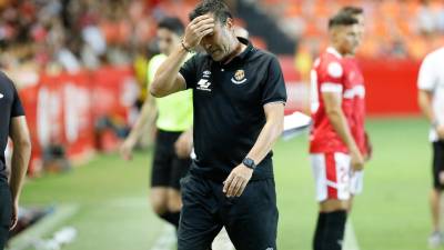 Raül Agné, durante el Nàstic-UD Logronés de la pasada semana. Foto: Pere ferré/DT