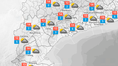 La previsió meteorològica per aquest dimecres, 15 de febrer. Foto: Meteocat