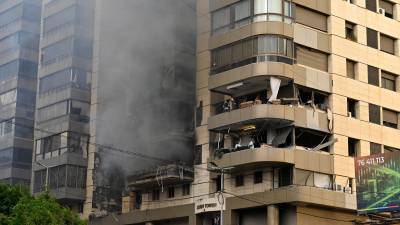 Un edificio atacado en Beirut. Foto: EFE