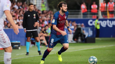 Eugeni Valderrama en un partido con el Huesca la pasada temporada. Foto: SD Huesca