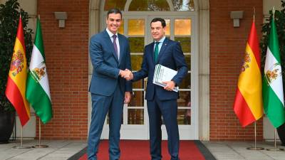 Reunió institucional entre el president del govern espanyol, Pedro Sánchez, i el president de la Junta d’Andalusia, José Manuel Moreno Bonilla. Foto: ACN