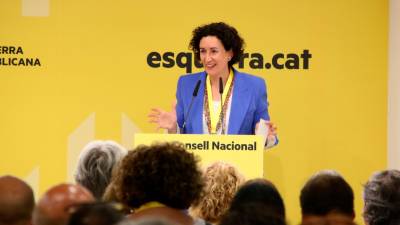 Marta Rovira, secretaria general de Erc en una rueda de prensa este viernes. Foto: Bernat Vilaró/ACN