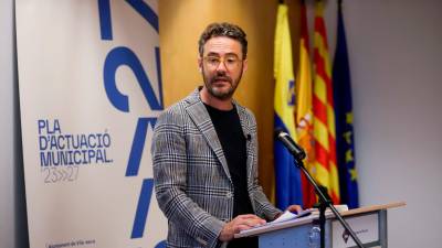 Pere Segura ha comparecido este miércoles en el Ayuntamiento para hacer balance del primer año de mandato. Foto: Marc Bosch