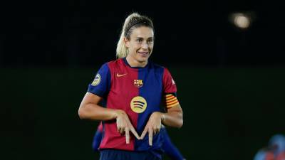 Alexia Putellas celebra su gol, que supuso el 0-4. Foto: Juanjo Martín/EFE