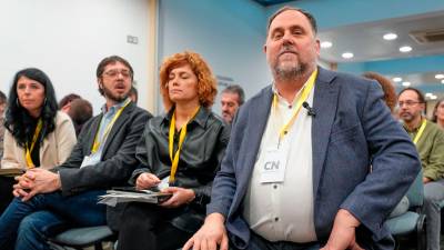 Oriol junqueras en el Consell Nacional de ERC. Foto: EFE