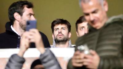 Gerard Piqué, en el palco del Nou Estadi viendo a su Andorra contra el Nàstic. Foto: Marc Bosch