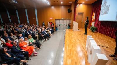 Susana Prado durante su lección en el Aula Magna del Campus Catalunya. Foto: Marc Bosch