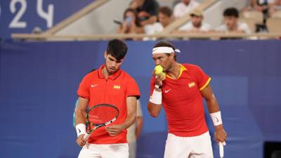 Alcaraz y Nadal se despidieron del dobles en los Juegos de París. Foto: EFE