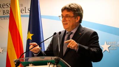 Imagen de Carles Puigdemont durante la comparecencia en Bruselas. Foto: ACN