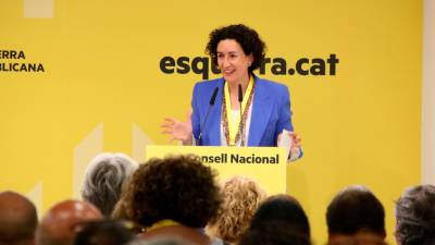 Marta Rovira, secretaria general de ERC en una rueda de prensa este viernes. Foto: Bernat Vilaró/ACN