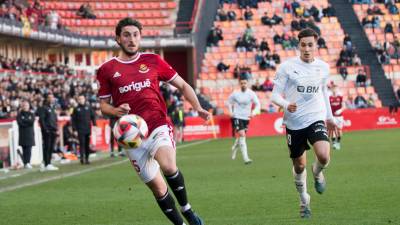 Alex Mula jugó ante el Real Unión su primer partido como grana en el Nou Estadi. Foto: Joan Baseda