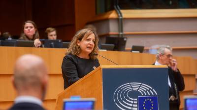 La presidenta del grupo socialdemócrata en el Parlamento Europeo, Iratxe García. Foto: EFE