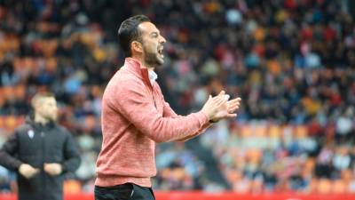 Dani Vidal en la banda del Nou Estadi en un duelo de la pasada campaña. Foto: Alba Mariné