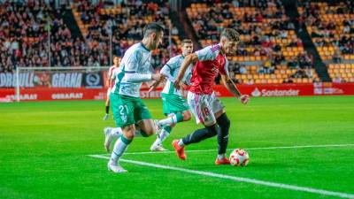 Álex Jiménez en el partido copero ante el Huesca.