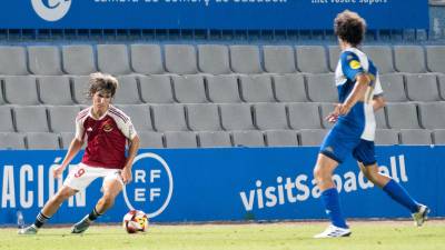 Oriol Subirats en el partido del pasado sábado frente al CE Sabadell. Foto: Baseda/Nàstic