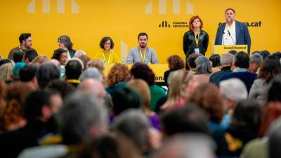 Oriol Junqueras interviene en el consell nacional de ERC. Foto: EFE