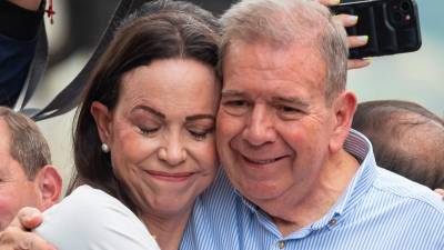 Imagen de archivo fechada el 31 de julio que muestra a los líderes de la oposición venezolana, Edmundo González Urrutia y María Corina Machado. Foto: EFE