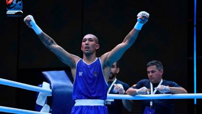 Adrian Thiam celebra una victoria en un combate. Foto: Cedida