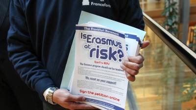 Campaña de apoyo al programa Erasmus en el Parlamento Europeo, en el año 2012. foto: Unión Europea