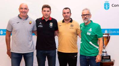 Jordi Garcia (izq.) junto a los tres entrenadores de esta Supercopa de España. Foto: Cedida