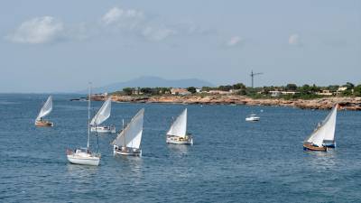 Embarcacions de vela llatina navegant a l’Ametlla de Mar. foto: Joan Revillas