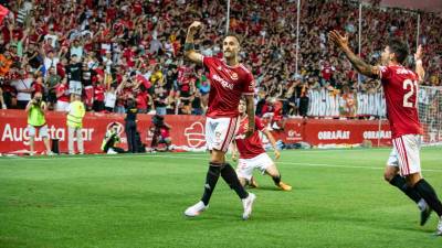 El delantero vasco Gorka Santamaría marcó en la final del play-off un gol que parecía darle el ascenso a Segunda División. foto: ángel ullate