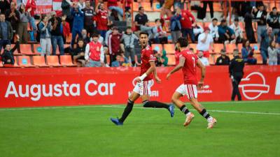 Pablo Trigueros celebra un gol conseguido esta temporada en el Nou Estadi. Foto: Alba Mariné