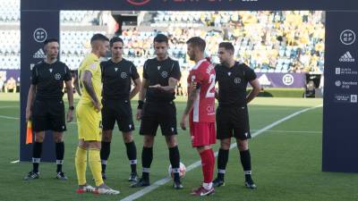 Cid Camacho antes del inicio de la final entre Villarreal B y Nàstic. Foto: Nàstic