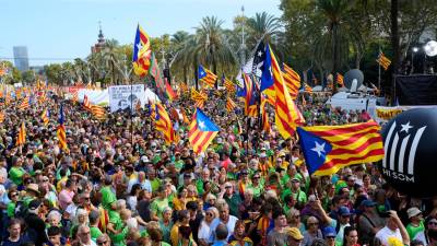 La estación de Francia de Barcelona durante la manifestación de la Diada. foto: efe