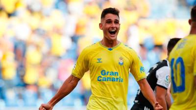 Sergi Cardona celebra un gol con Las Palmas. Foto: Las Palmas