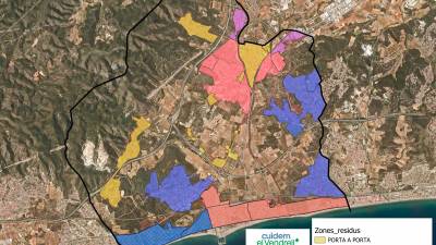 Mapa de distribució del servei de recollida de residus al Vendrell. Foto: Cedida