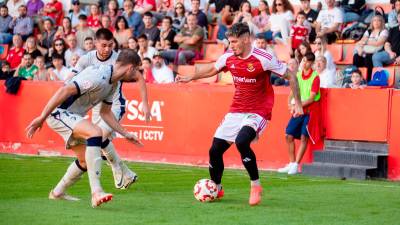 Álex Jiménez fue de lo mejorcito del Nàstic ante Osasuna Promesas. Foto: Marc Bosch