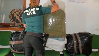 En total se encontraron 28,5 kg de cogollos. Foto: Guardia Civil