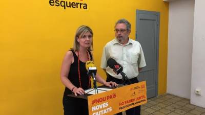 La alcaldable de ERC, Noemí Llauradó, durante la rueda de prensa de ayer en la sede del partido. Foto: F.G