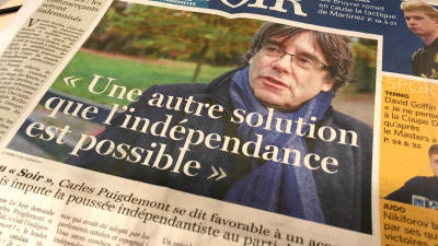 Portada del diari belga 'Le Soir' amb l'entrevista al president Puigdemont. Foto: ACN