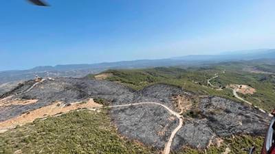 Vista aérea de la zona afectada. Foto: Bombers