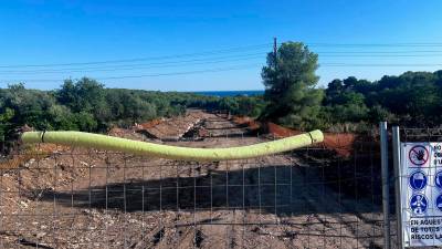 Imagen de los trabajos para colocar la canalización entre el depósito y la tubería principal. foto: DT