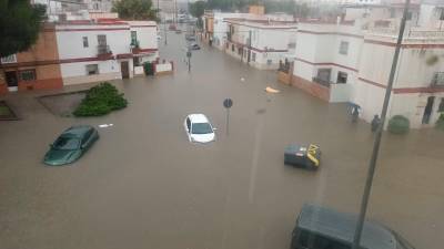 Así estaba esta mañana de martes Jerez de la Frontera a causa del temporal. Foto: @OrgulloBolacha