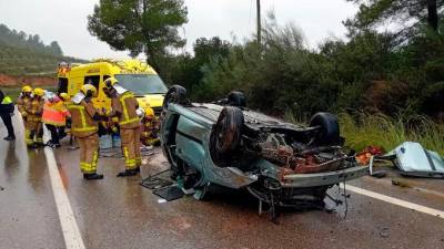 Accidente de Tivissa. Foto: Bombers de la Generalitat